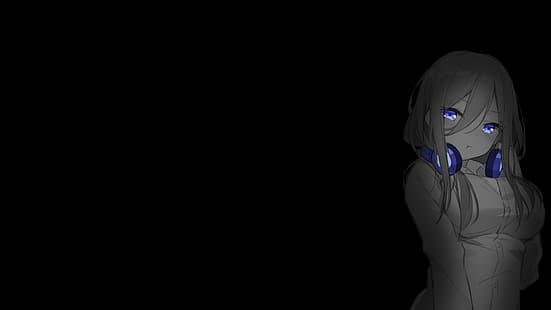 fundo simples, fundo escuro, fundo preto, coloração seletiva, garotas de anime, HD papel de parede HD wallpaper