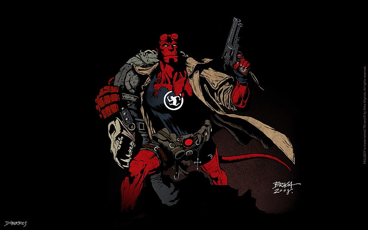 Ilustrasi bocah lelaki, Hellboy, seni komik, iblis, Wallpaper HD