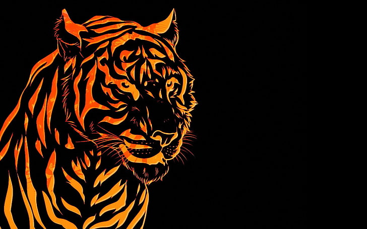 brown and black tiger illustration, tiger, line, graph, HD wallpaper