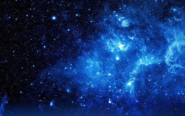 Nebel digitale Tapete, abstrakt, digitale Kunst, Raum, Sterne, blau, Galaxie, Raumkunst, HD-Hintergrundbild