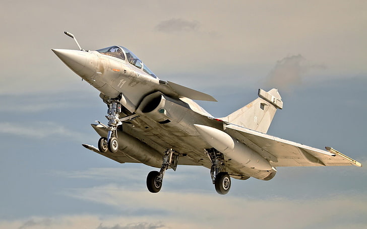 jet da combattimento grigio, rafale m11, aereo, cielo, Sfondo HD