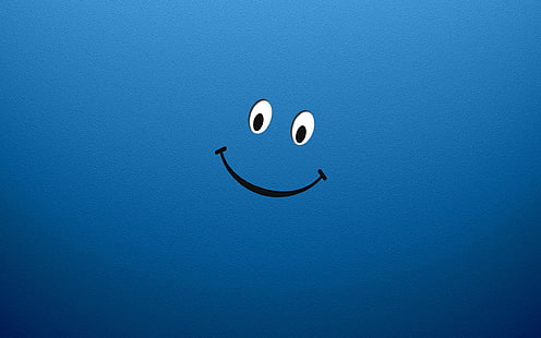 Голубая улыбка, смайлик иллюстрация, Смешно, синий, смайлик, фон, HD обои HD wallpaper