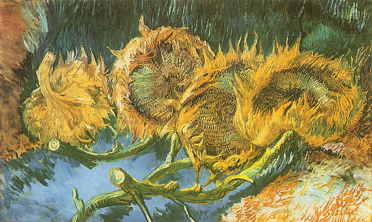 artwork vincent van gogh sunflowers painting classic art, HD wallpaper