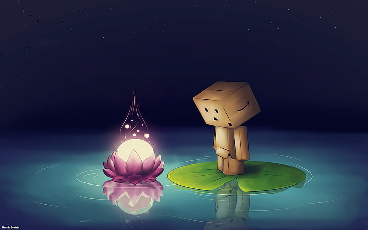 Minecraft marron et fleur de lotus rose, nénuphars, fleurs de lotus, eau, Amazone, fleurs, art numérique, Fond d'écran HD