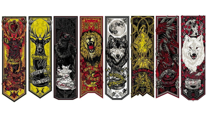 Game of Thrones tapestries, Game of Thrones, sigils, A Song of Ice and Fire, HD wallpaper