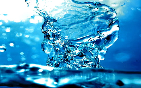 carta da parati splash acqua, terra, acqua, blu, splash, goccia d'acqua, Sfondo HD HD wallpaper