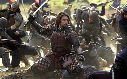 Tom Cruise The Last Samurai, espada de samurai con mango blanco y negro, tom cruise, el último samurai, Fondo de pantalla HD HD wallpaper