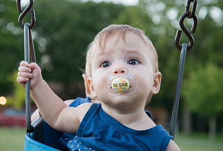 baby with pacifier on swing, Rock On  baby, pacifier, swing  swing, baby  girl, child, fun, cute, outdoors, childhood, baby, people, happiness, cheerful, caucasian Ethnicity, smiling, joy, playing, small, playful, toddler, park - Man Made Space, one Person, playground, summer, boys, HD wallpaper HD wallpaper