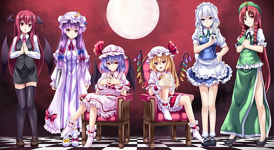 Anime, Touhou, Flandre Scarlet, Remilia Scarlet, Sakuya Izayoi, Tapety HD HD wallpaper