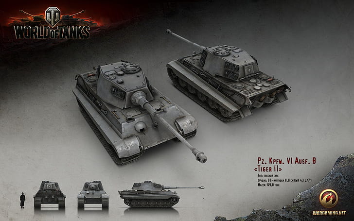عالم الدبابات ، الدبابات ، المناورات ، Tiger II ، ألعاب الفيديو، خلفية HD