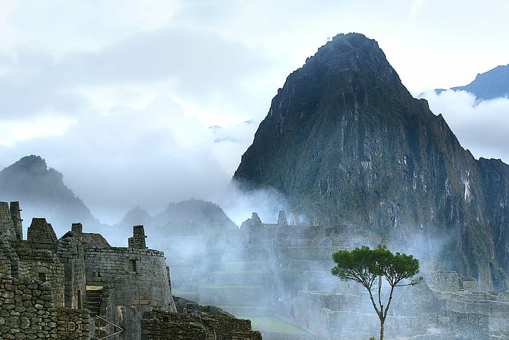 góra z chmurami fotografia, machupicchu, machupicchu, MachuPicchu, muy, temprano, góra, chmury, fotografia, peru, cuzco, Machu Picchu, słynne miejsce, azja, architektura, podróż, natura, mgła, miasto cusco, krajobraz, inca, turystyka, picchu, historia, Tapety HD