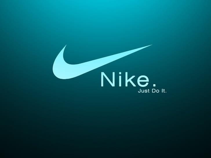 Логотипы Nike, известный спортивный бренд, синий фон, просто сделай это, логотипы Nike, известный спортивный бренд, синий фон, просто сделай это, HD обои