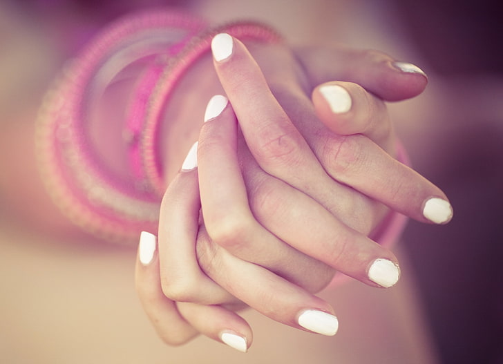 women's white manicur, hands, fingers, manicure, girl, HD wallpaper