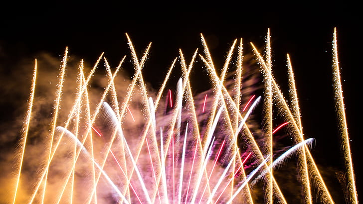 Feuerwerk, Ereignis, Neujahr, Sprengstoff, Nacht, Festival, Dunkelheit, Urlaub, Feier, HD-Hintergrundbild