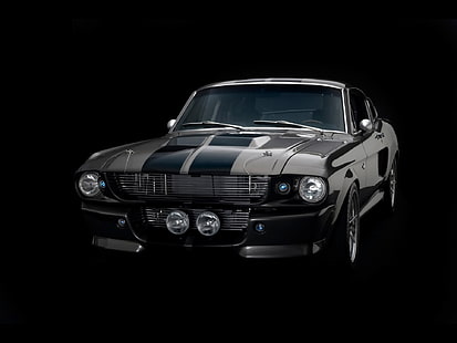klasyczny czarny Ford Mustang coupe, Shelby GT500, Ford Mustang, 1967, Tapety HD HD wallpaper