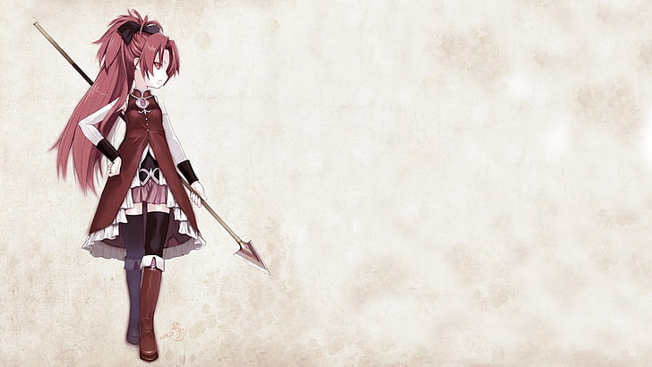 red-haired female anime character, Mahou Shoujo Madoka Magica, Sakura Kyouko, HD wallpaper
