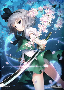 Konpaku Youmu, gadis anime, Touhou, Wallpaper HD HD wallpaper