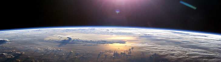 Ilustración del planeta tierra, pantalla múltiple, espacio, planeta, atmósfera, Fondo de pantalla HD