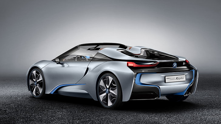 gray and black coupe die-cast model, BMW i8, BMW, vehicle, car, silver cars, HD wallpaper