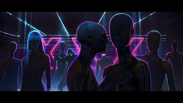 digitale kunst, neon, futuristisch, cyber, HD-Hintergrundbild