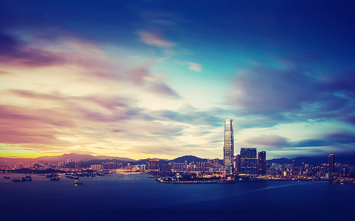 fotografi cityscape, kota, Hong Kong, cityscape, Wallpaper HD