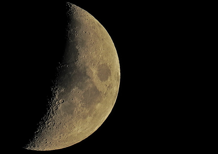 runde braune Holztischplatte, Mond, Raum, Krater, Universum, HD-Hintergrundbild
