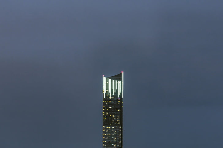 черен небостъргач сграда, сграда, минимализъм, HD тапет