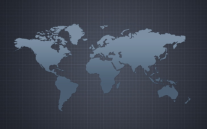 แผนที่โลกสีเทาพื้นหลังแผนที่ทวีป, วอลล์เปเปอร์ HD
