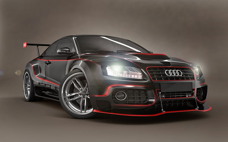 czarny samochód sportowy Audi, proste tło, Audi, samochód, Tapety HD