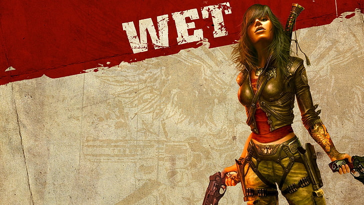 Wet game application screenshot, Wet (Video Game), video games, women, gun, weapon, warrior, HD wallpaper