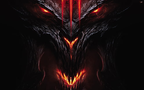 Diablo III wallpaper, demon, Devil, Diablo 3, Diablo III, face and head, HD wallpaper HD wallpaper