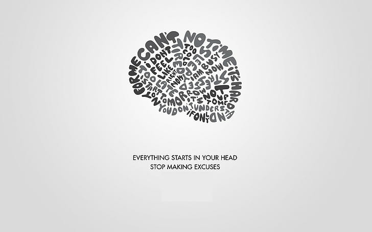 procrastination brains motivational quote word clouds simple background, HD wallpaper
