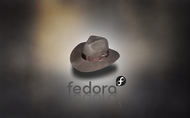 Fedora Brown, grey feodra hat, Computers, Fedora, logo, computer, HD wallpaper