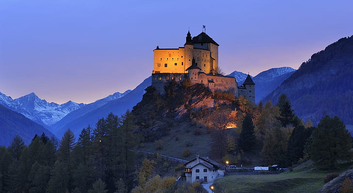 Dream Castle, Nature, Landscape, Castle, Dream, Mountains, Evening, HD wallpaper