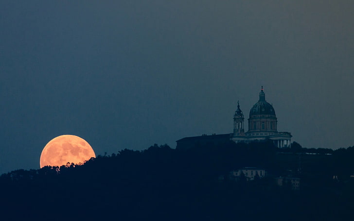 paysage, cathédrale, Lune, Fond d'écran HD