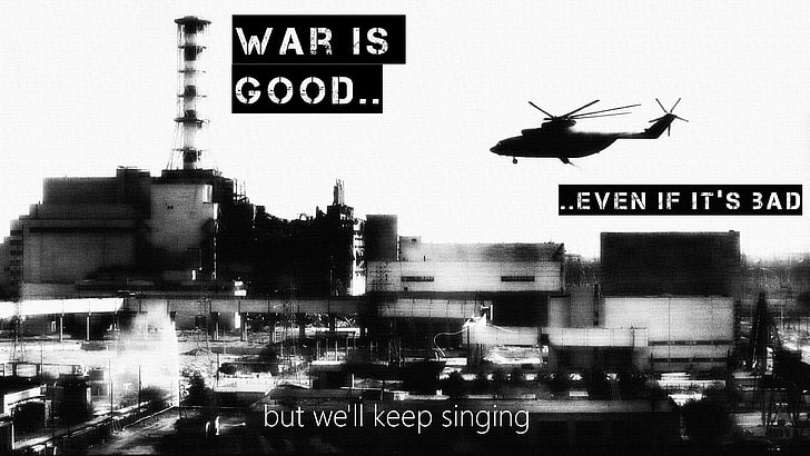 Schwarzweiss-Hausanstrich, Krieg, Schwarzweiss, Mil Mi-26, Tschernobyl, HD-Hintergrundbild