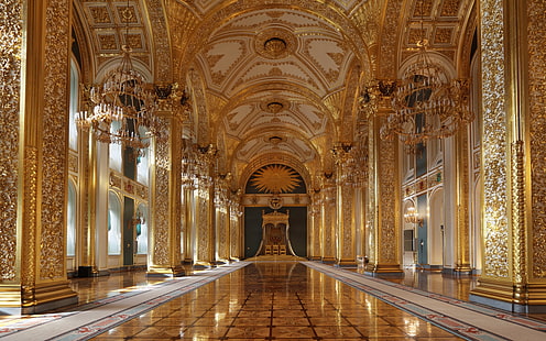 Тронный зал Большой Кремлевский дворец 95320, HD обои HD wallpaper