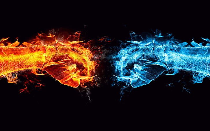 Ice and Fire showdown, Ice, Fire, Showdown, HD wallpaper