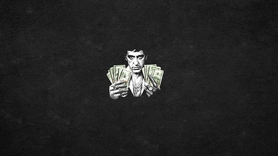 Al Pacino, fundo preto, Scarface, Tony Montana, HD papel de parede HD wallpaper