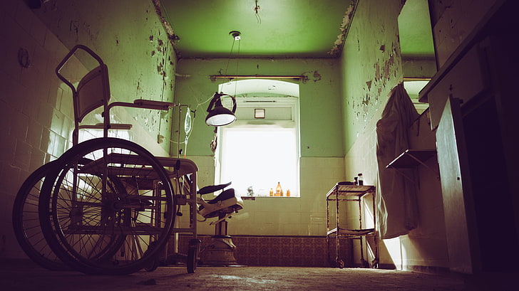 hospital, cadeira de rodas, asilo, abandonado, dentista, urbex, HD papel de parede