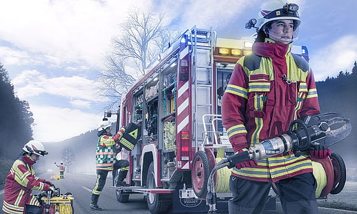 emergência, motor, feuerwehr, fogo, caminhão de bombeiros, semi, caminhão, veículo, HD papel de parede HD wallpaper