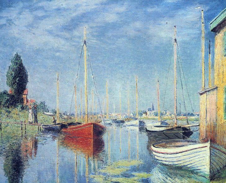 paisagem, quadro, Claude Monet, Argenteuil.Iates, HD papel de parede