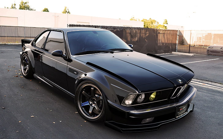black BMW coupe, BMW, BMW M6, BMW E24, car, HD wallpaper