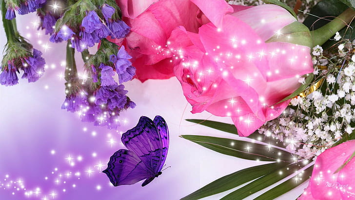 Rose et violet, fleur, arrière-plans, violet, rose, 1920x1080, Fond d'écran HD