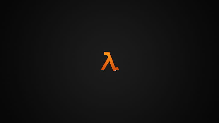 lambda, orange, minimalism, Half-Life, dark, video games, HD wallpaper