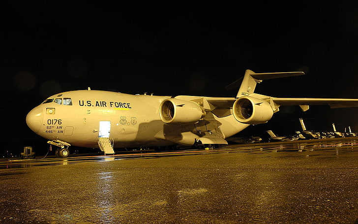 vitt flygplan för amerikanska flygvapnet, flygplan, C-17 Globmaster, amerikanska flygvapnet, HD tapet