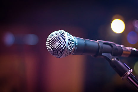 black and silver dynamic microphone, microphone, sound, music, HD wallpaper HD wallpaper