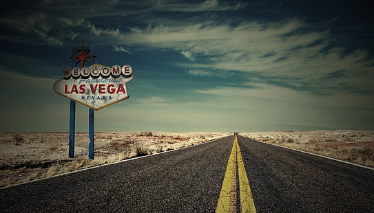 Welcome to Las Vegas signage, road, machine, the sky, clouds, nature, background, widescreen, Wallpaper, plate, track, Las Vegas, full screen, HD wallpapers, fullscreen, HD wallpaper HD wallpaper