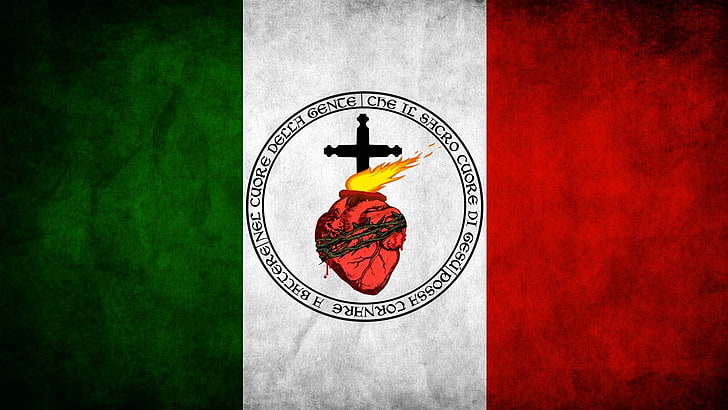 Исус Христос, сърце, знаме, Италия, стар, HD тапет
