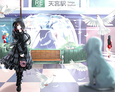 anime, anime girls, Date A Live, Tokisaki Kurumi, boots, long hair, HD wallpaper HD wallpaper